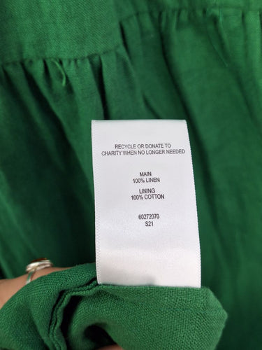 Second-Hand - Witchery Moss Green Summer Tiered Linen Dress Size 8 - SwapUp