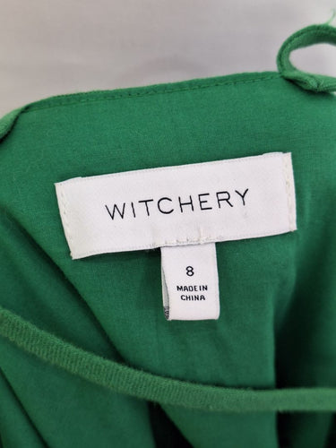 Second-Hand - Witchery Moss Green Summer Tiered Linen Dress Size 8 - SwapUp