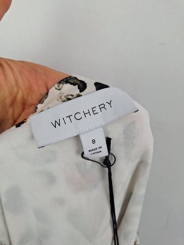 Second-Hand - Witchery Abstract Watercolour Flowy Dress Size 8 - SwapUp