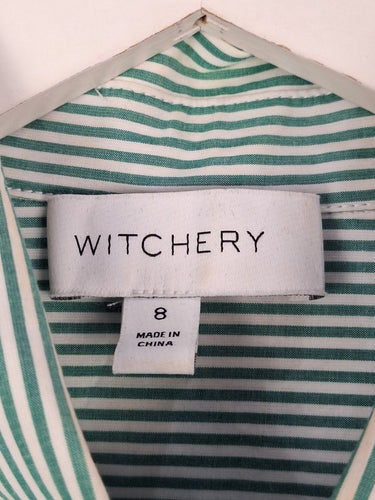 Second-Hand - Witchery Classic Green Striped Shirt Size 8 - SwapUp