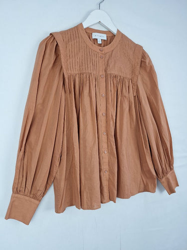 Second-Hand - Witchery Red Dust Pleat Blouse Size 8 - SwapUp