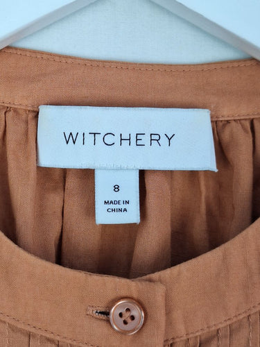 Second-Hand - Witchery Red Dust Pleat Blouse Size 8 - SwapUp