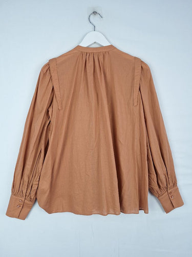 Second-Hand - Witchery Red Dust Pleat Blouse Size 8 - SwapUp