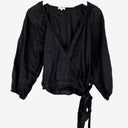 Second-Hand - Witchery Black Pure Linen Wrap Blouse Size 8 - SwapUp