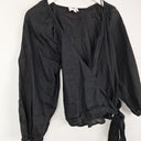 Second-Hand - Witchery Black Pure Linen Wrap Blouse Size 8 - SwapUp