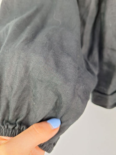 Second-Hand - Witchery Black Pure Linen Wrap Blouse Size 8 - SwapUp