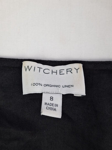 Second-Hand - Witchery Black Pure Linen Wrap Blouse Size 8 - SwapUp