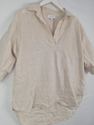 Second-Hand - Witchery Oatmeal Linen Top Size 8 - SwapUp