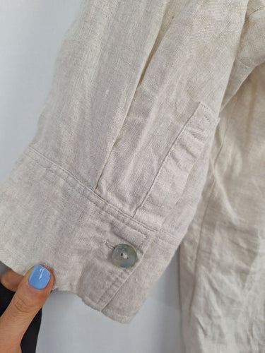 Second-Hand - Witchery Oatmeal Linen Top Size 8 - SwapUp