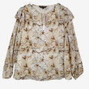 Second-Hand - Liz Jordan Bronze Tie Front Flower Blouse Size 14 - SwapUp