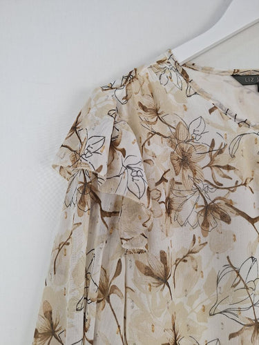 Second-Hand - Liz Jordan Bronze Tie Front Flower Blouse Size 14 - SwapUp