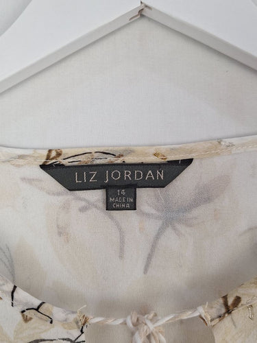 Second-Hand - Liz Jordan Bronze Tie Front Flower Blouse Size 14 - SwapUp