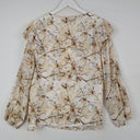 Second-Hand - Liz Jordan Bronze Tie Front Flower Blouse Size 14 - SwapUp