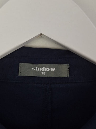 Second-Hand - studio.w Moon Silver Button Classic Navy Shirt Size 18 - SwapUp