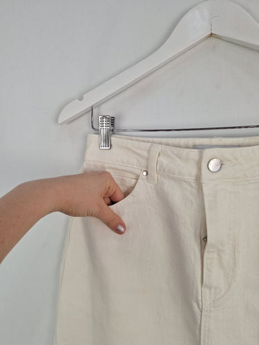 Second-Hand - Witchery Cloud Cream Denim Maxi Skirt Size 8 - SwapUp