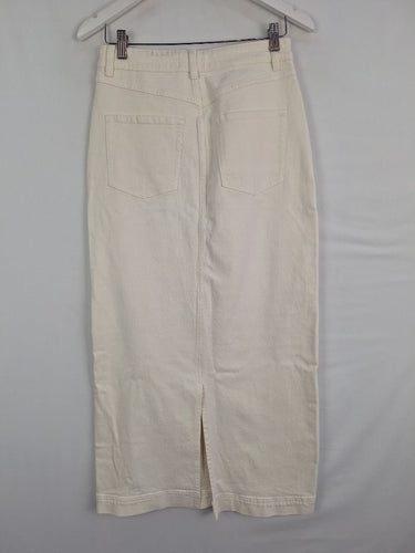 Second-Hand - Witchery Cloud Cream Denim Maxi Skirt Size 8 - SwapUp