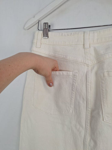 Second-Hand - Witchery Cloud Cream Denim Maxi Skirt Size 8 - SwapUp