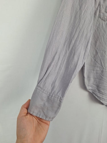 Second-Hand - Witchery Moon Grey Linen Front Pocket Shirt Size 8 - SwapUp