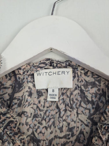 Second-Hand - Witchery Pastel Abstract Floral Flutter Blouse Size 8 - SwapUp