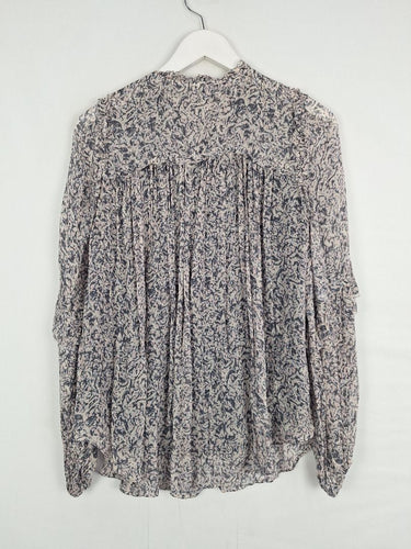 Second-Hand - Witchery Pastel Abstract Floral Flutter Blouse Size 8 - SwapUp