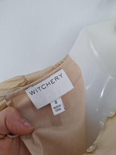 Second-Hand - Witchery Crisp Beige Tiered Mini Dress Size 8 - SwapUp