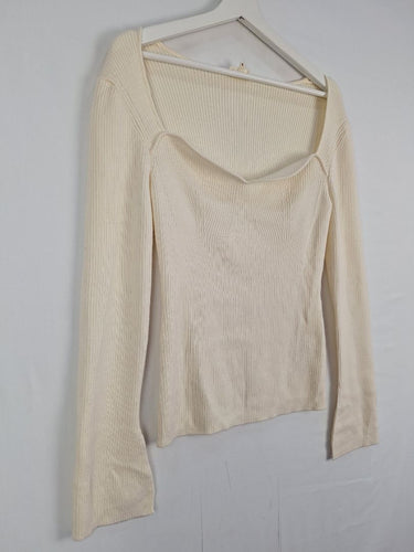 Second-Hand - Iris & Wool Milky Ribbed Sweetheart Top Size M - SwapUp
