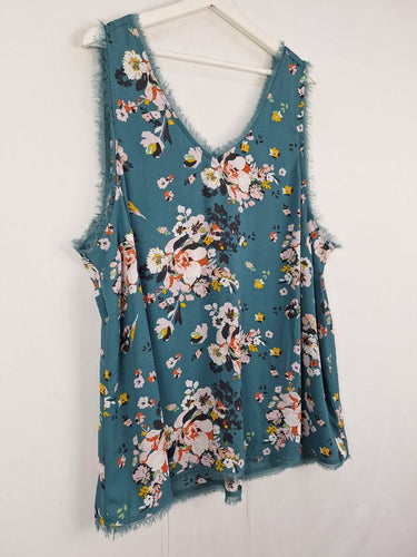 Second-Hand - Torrid Teal Raw Edge Chiffon Top Size XXXL - SwapUp