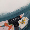 Second-Hand - Torrid Teal Raw Edge Chiffon Top Size XXXL - SwapUp