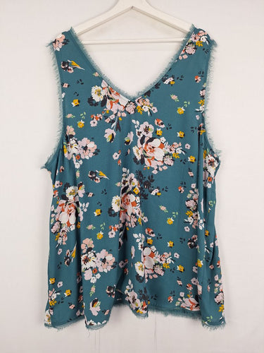 Second-Hand - Torrid Teal Raw Edge Chiffon Top Size XXXL - SwapUp