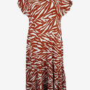Second-Hand - Warehouse Rust Red Zebra Midi Dress Size 12 - SwapUp