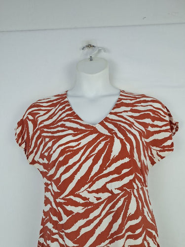 Second-Hand - Warehouse Rust Red Zebra Midi Dress Size 12 - SwapUp