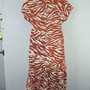 Second-Hand - Warehouse Rust Red Zebra Midi Dress Size 12 - SwapUp