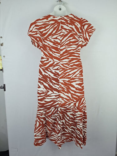 Second-Hand - Warehouse Rust Red Zebra Midi Dress Size 12 - SwapUp