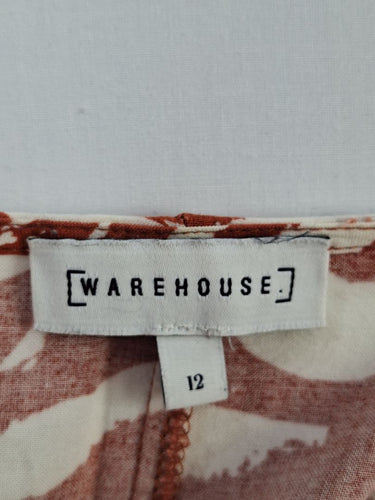 Second-Hand - Warehouse Rust Red Zebra Midi Dress Size 12 - SwapUp