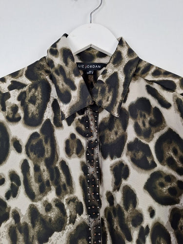 Second-Hand - Liz Jordan Beaded Animal Print Shirt Size 10 - SwapUp