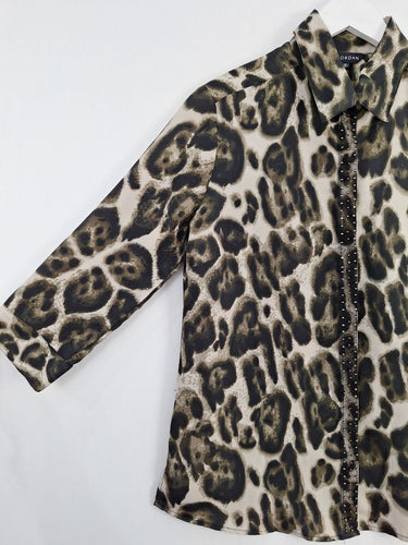 Second-Hand - Liz Jordan Beaded Animal Print Shirt Size 10 - SwapUp