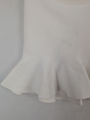 Second-Hand - Witchery Fresh White Peplum Knit Top Size M - SwapUp