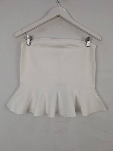 Second-Hand - Witchery Fresh White Peplum Knit Top Size M - SwapUp