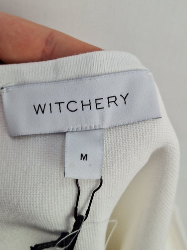 Second-Hand - Witchery Fresh White Peplum Knit Top Size M - SwapUp