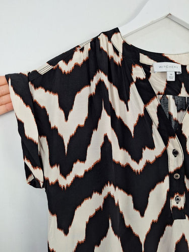 Second-Hand - Witchery Patterned Cool Summer Work Blouse Size 10 - SwapUp