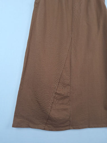 Second-Hand - Assorted Brands Edgy Tobacco Jersey Midi Skirt Size M - SwapUp