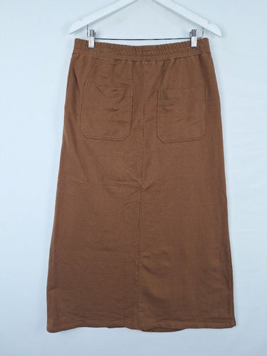 Second-Hand - Assorted Brands Edgy Tobacco Jersey Midi Skirt Size M - SwapUp