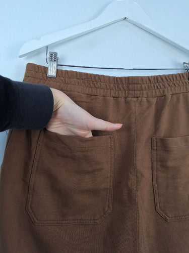 Second-Hand - Assorted Brands Edgy Tobacco Jersey Midi Skirt Size M - SwapUp