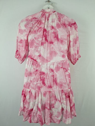 Second-Hand - Witchery Collared Floaty Watercolour Tiered Midi Dress Size 8 - SwapUp