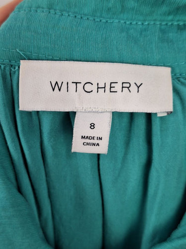 Second-Hand - Witchery Everyday Teal Collared Tiered Midi Dress Size 8 - SwapUp