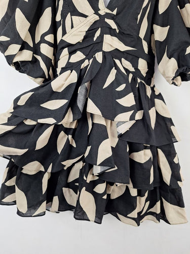 Second-Hand - Witchery V Plunge Cinched Layered Ruffle Mini Dress Size 8 - SwapUp