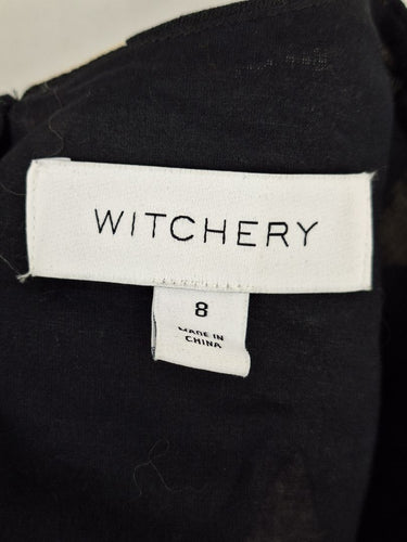 Second-Hand - Witchery V Plunge Cinched Layered Ruffle Mini Dress Size 8 - SwapUp
