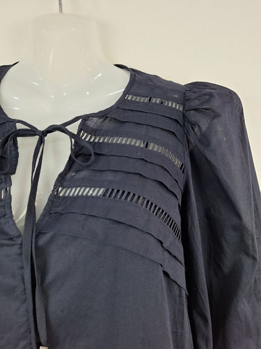 Second-Hand - Witchery Navy Sheer Long Sleeve Babydoll Dress Size 8 - SwapUp