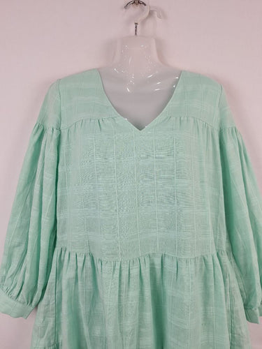 Second-Hand - Witchery Mint Flowy Long Sleeve Tiered Mini Dress Size 8 - SwapUp
