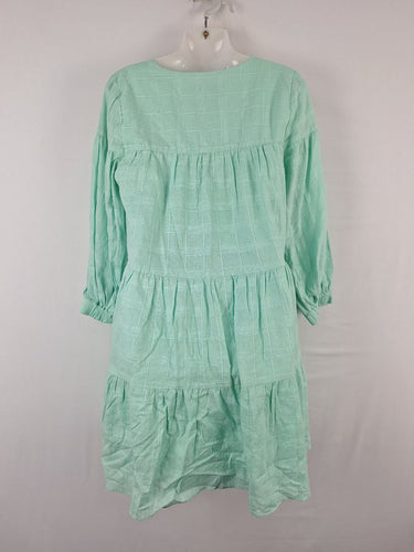Second-Hand - Witchery Mint Flowy Long Sleeve Tiered Mini Dress Size 8 - SwapUp